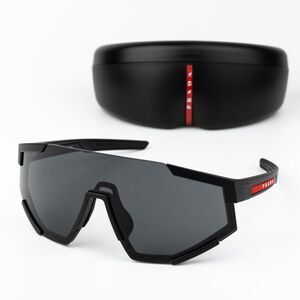 NEW Prada Linea Rossa PS04WS DG006F Black Rubber Dark Grey Single Lens Unisex